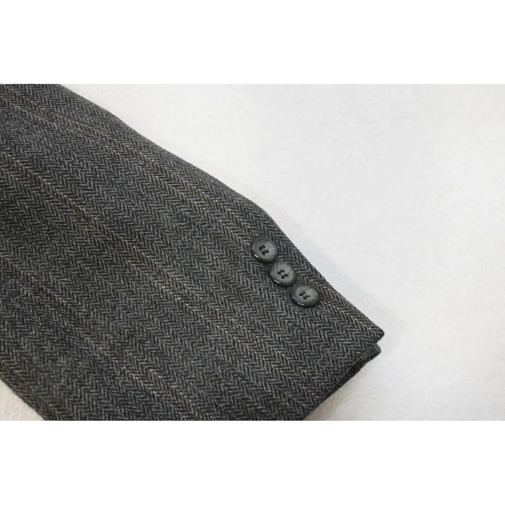 Jos. A. Bank Blazer Mens 43L Grey Herringbone Pinstripe Wool Blend Two Button